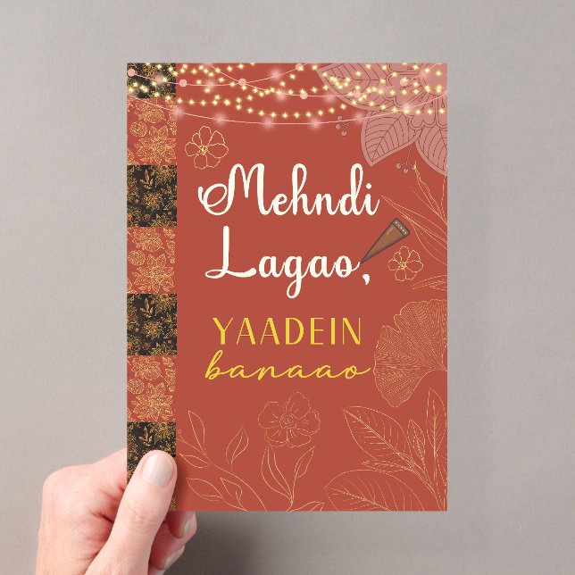 Desi Indian Pakistani Wedding Mehndi Food Sign Acrylic Invitations (Insitu (Handheld))