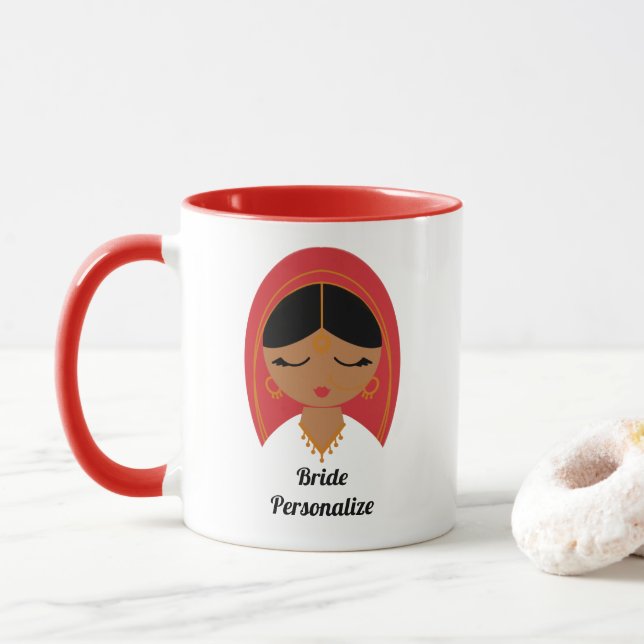 Desi, South Asian, Indian Bride or Dulhan Gift  Mug (With Donut)