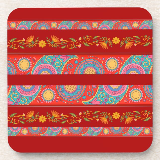 Desi Wedding Style Deep Red Design Coaster (Front)