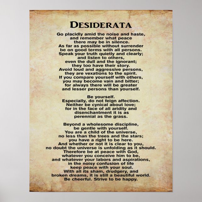 Desiderata 11 x 14 Impression d'art (Devant)