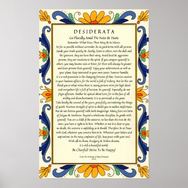 Desiderata à la frontière florale Art déco (Devant)
