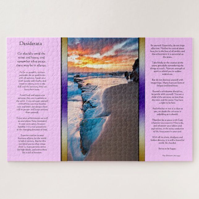 Desiderata Blue Ocean shoreline sunset Jigsaw Puzzle (Horizontal)