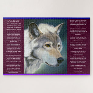 Desiderata by Max Ehrmann white wolf  Jigsaw Puzzle