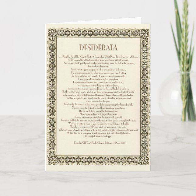 DESIDERATA Card (Front)