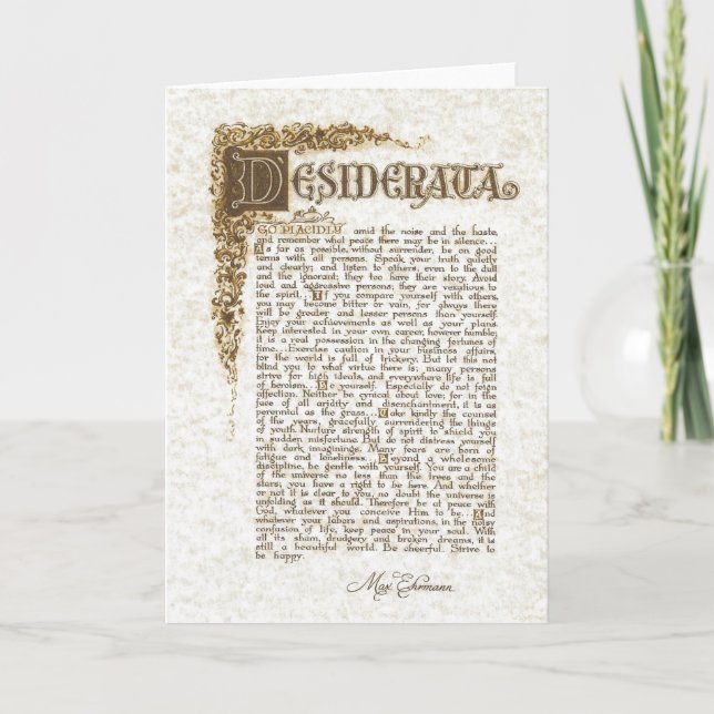 DESIDERATA Card (Front)
