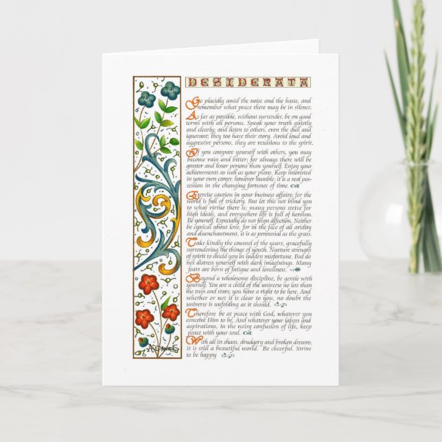 DESIDERATA Card (Front)