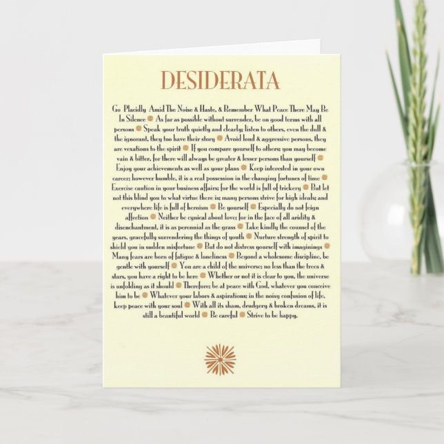 DESIDERATA Card=Sunburst Holiday Card (Front)
