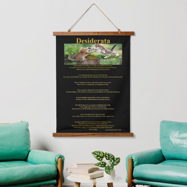 Desiderata Cat Fight on tree stump Hanging Tapestry (Living Room)