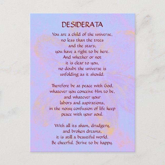 DESIDERATA Changing Daisy postcard (Front)