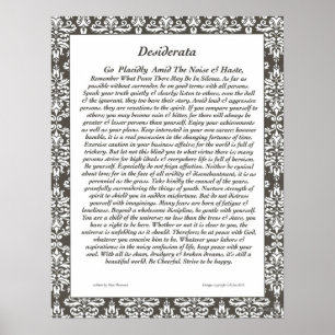DESIDERATA Cheerful Black Filigree Poster