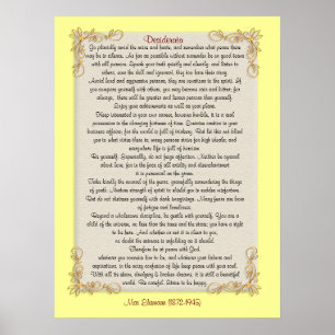 Desiderata "desired things", customizable colours poster