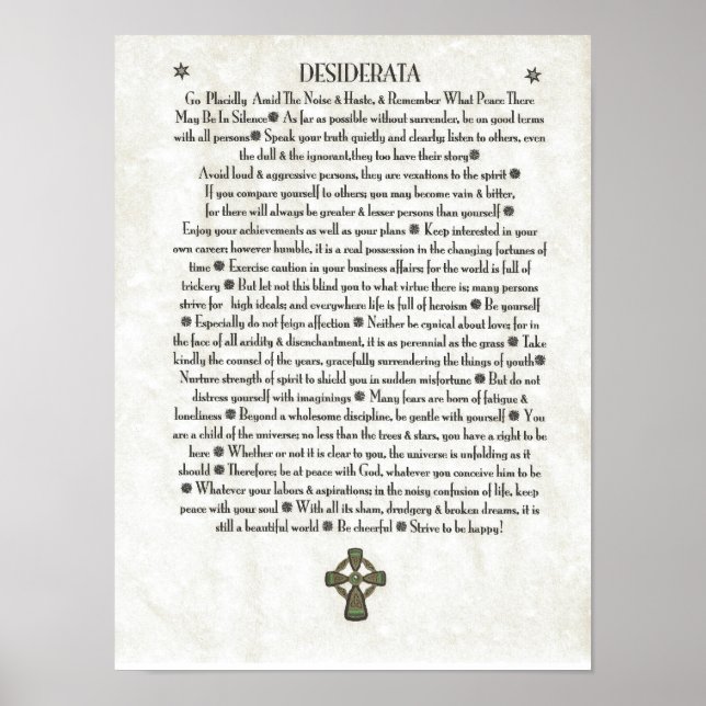 DESIDERATA Fan Crucifix Poster (Front)