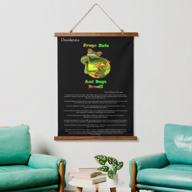 Desiderata Frog holding onto the earth Hanging Tapestry (Living Room)