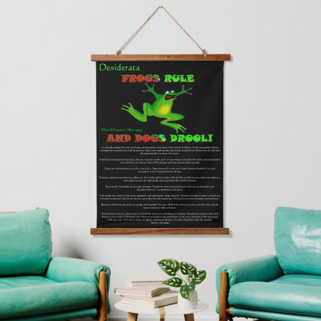 Desiderata Frog with hands and feet jumping  Hanging Tapestry (Living Room)