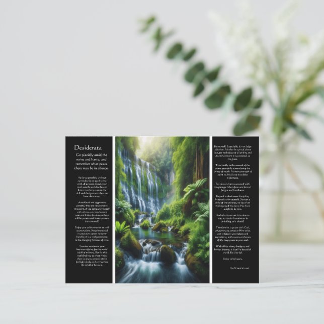 DESIDERATA Hidden Paradise: Waterfall's Embrace Postcard (Standing Front)