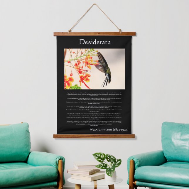 Desiderata Hummingbird buzzing a flower  Hanging Tapestry (Living Room)