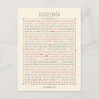 Desiderata Inspirational Poem Postcard