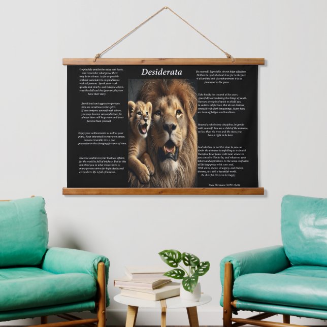 Desiderata: Lion's Quiet Watch Hanging Tapestry (Living Room)