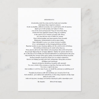 DESIDERATA MAX ERHMANN POSTCARD