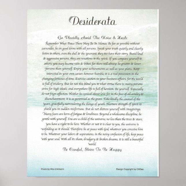 DESIDERATA Ocean Wave Poster (Front)