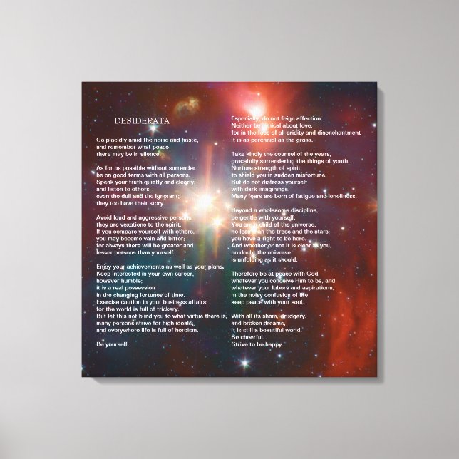 Desiderata on Coronet Galaxy Canvas Print (Front)