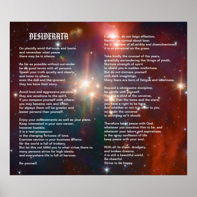 Desiderata on Coronet Galaxy Poster (Front)