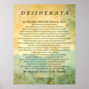 Desiderata on Green Forest Abstract Watercolor Poster