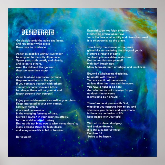 Desiderata on Orion Nebula Poster (Front)