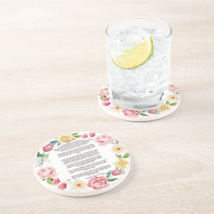 Desiderata Peonies and Daffodils by Max Ehrmann  Coaster