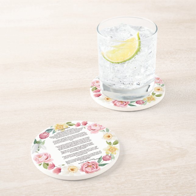Desiderata Peonies and Daffodils by Max Ehrmann  Coaster (Side)