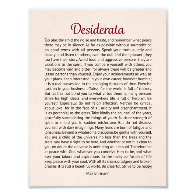 Desiderata Photo Print (Front)
