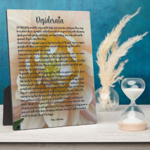 Desiderata Poem Blush Pink Dahlia Bloom Plaque