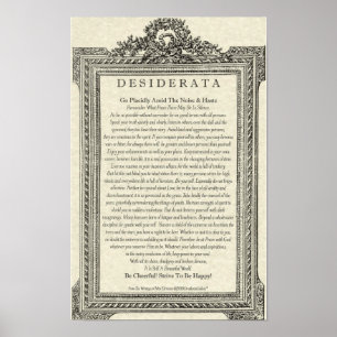 Desiderata Poem by Max Ehrmann Antique Mirror Poster