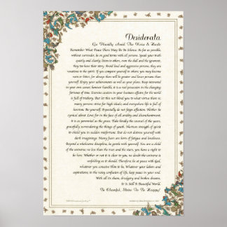 Desiderata Poem by Max Ehrmann Floral Medici Poster