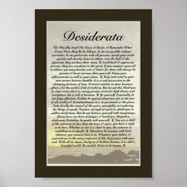 DESIDERATA Poem by Max Ehrmann Poster (Front)