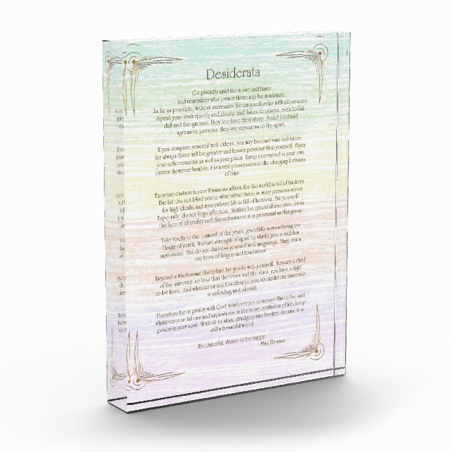 Desiderata Poem by Max Ehrmann Poster Photo Block (Left)
