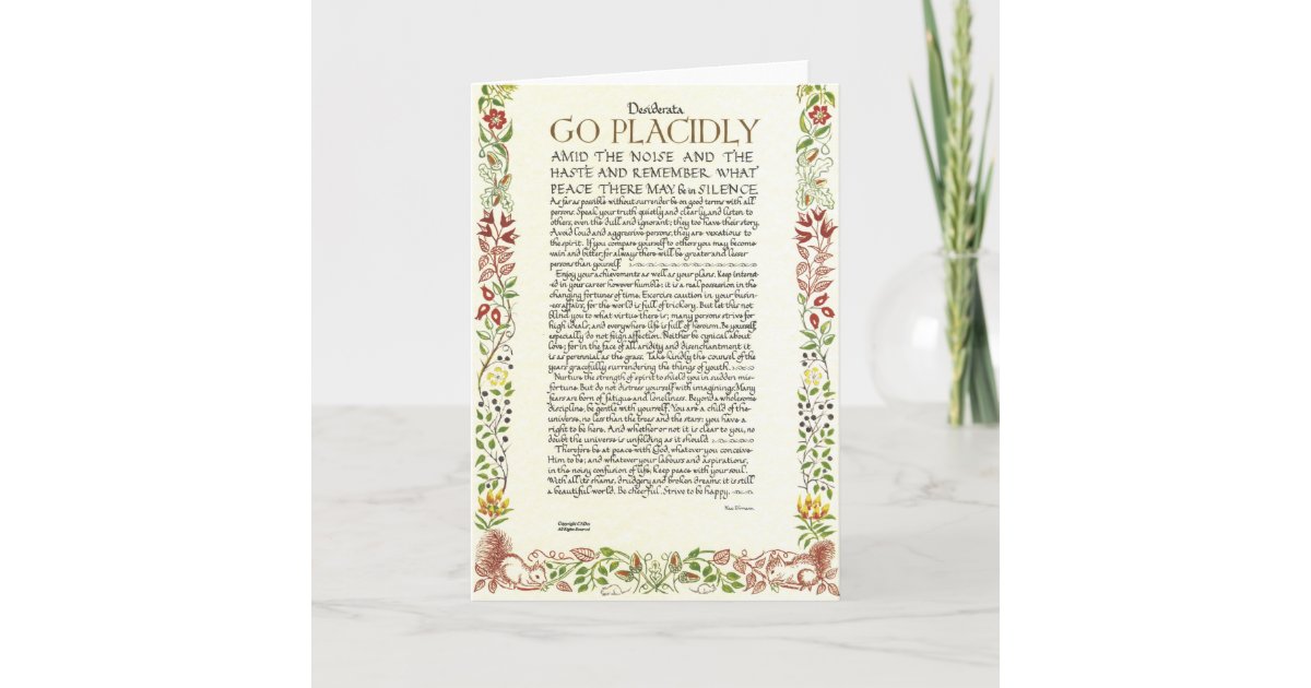 DESIDERATA Poem CARD Max Ehrmann-Wildflowers | Zazzle.ca