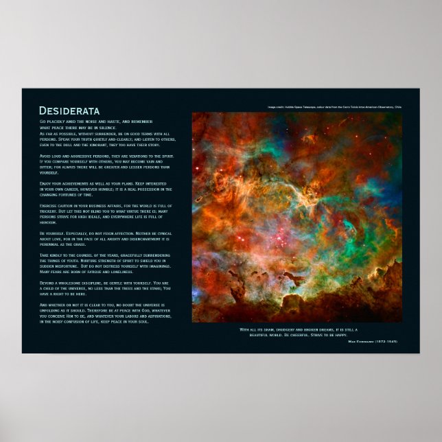 Desiderata Poem - Carina Nebula in Argo Navis Poster (Front)