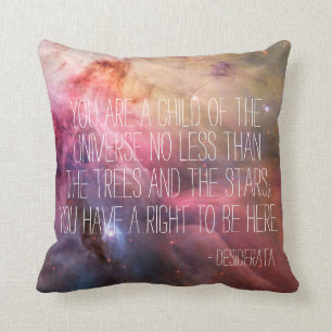 Desiderata poem inspirational quote nebula nebulae throw pillow