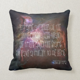 Desiderata poem inspirational quote nebula saying throw pillow