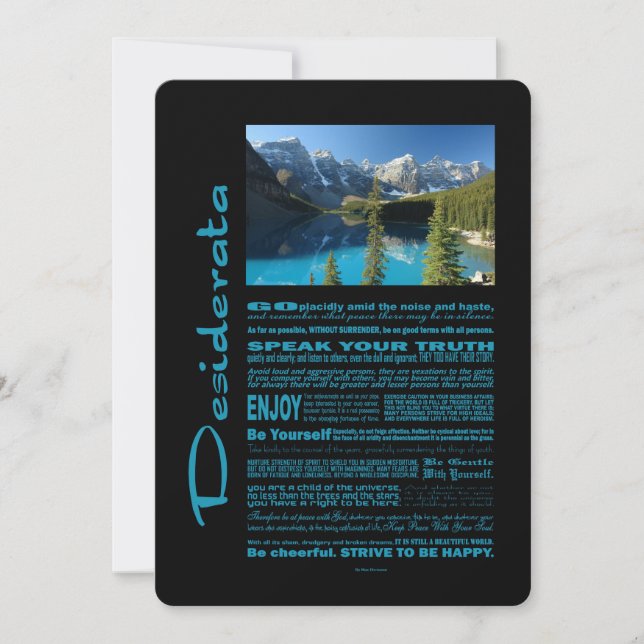 Desiderata Poem Moraine Lake (Front)