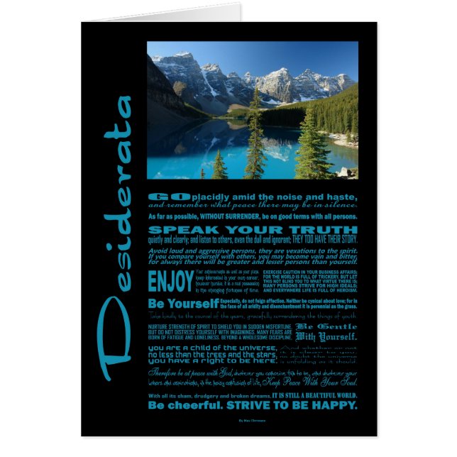 Desiderata Poem Moraine Lake (Front)