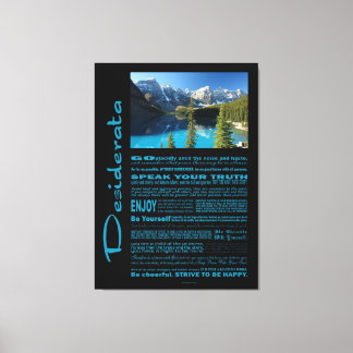 Desiderata Poem Moraine Lake Canvas Print