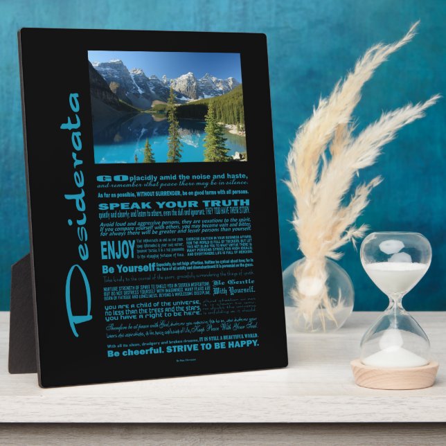 Desiderata Poem Moraine Lake Plaque (Side)