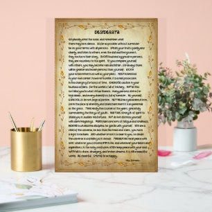 Desiderata Poem On Brown and Gold Acrylic Sign