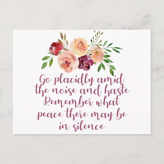 Desiderata Poem Peaceful Meditation Postcard (Front)