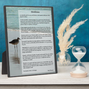 Desiderata Poem - Seagull on the Beach Scene Plaque