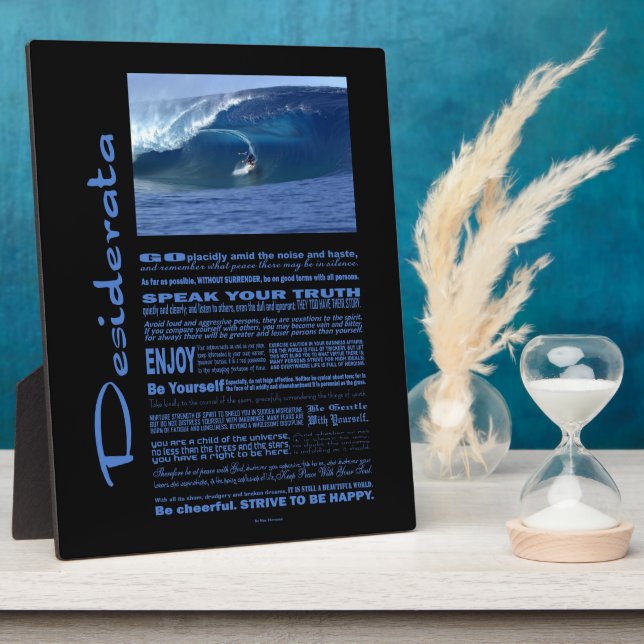 Desiderata Poem Surfing In Hawaii Plaque (Side)