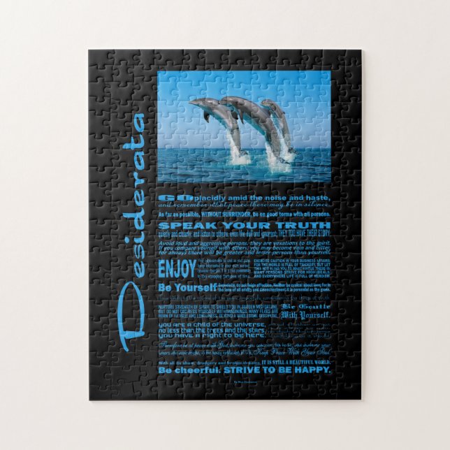 Desiderata Poem Up Up Up Dolphins Jigsaw Puzzle (Vertical)