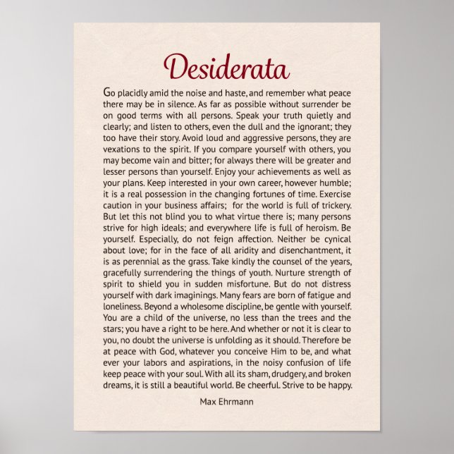 Desiderata Poster (Front)